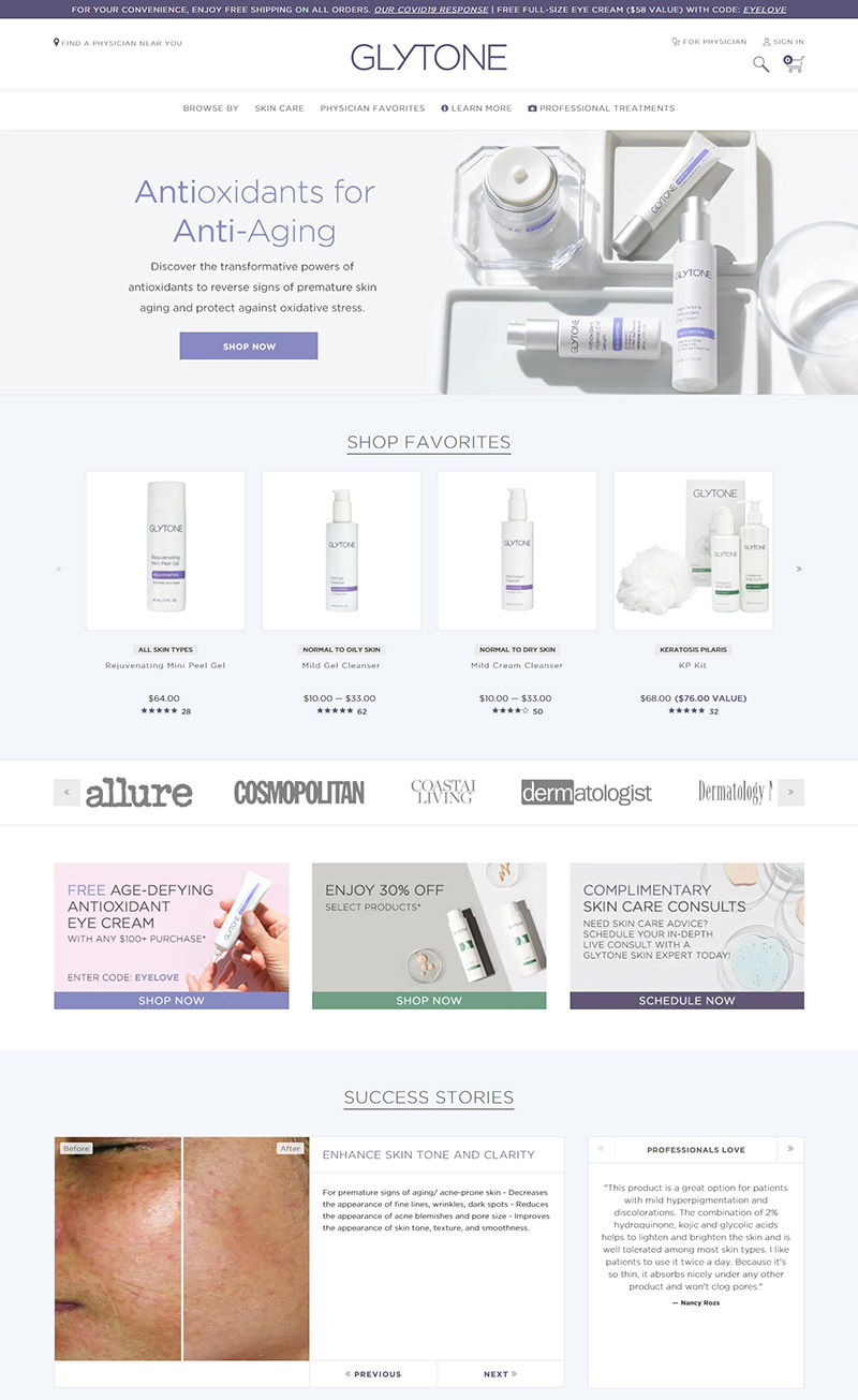 Glytone 美国果酸护肤药妆品牌网站