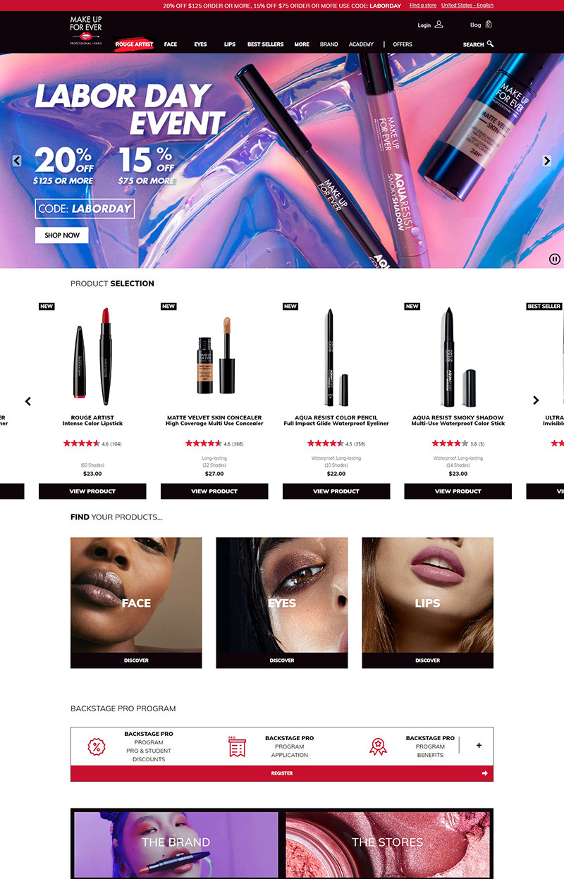 Make Up For Ever 国际知名彩妆品牌网站