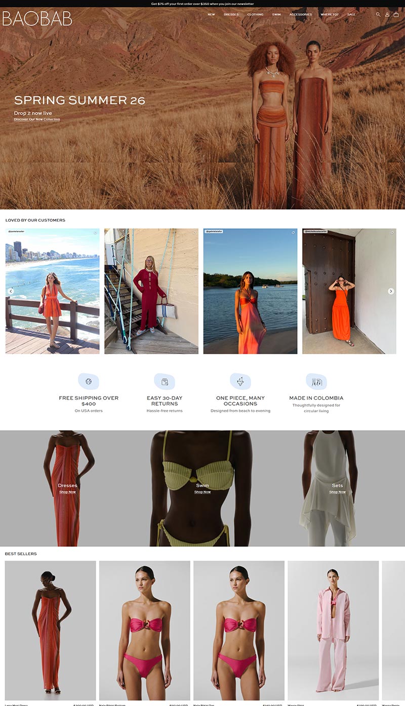 BAOBAB Store 美国度假泳装品牌购物网站